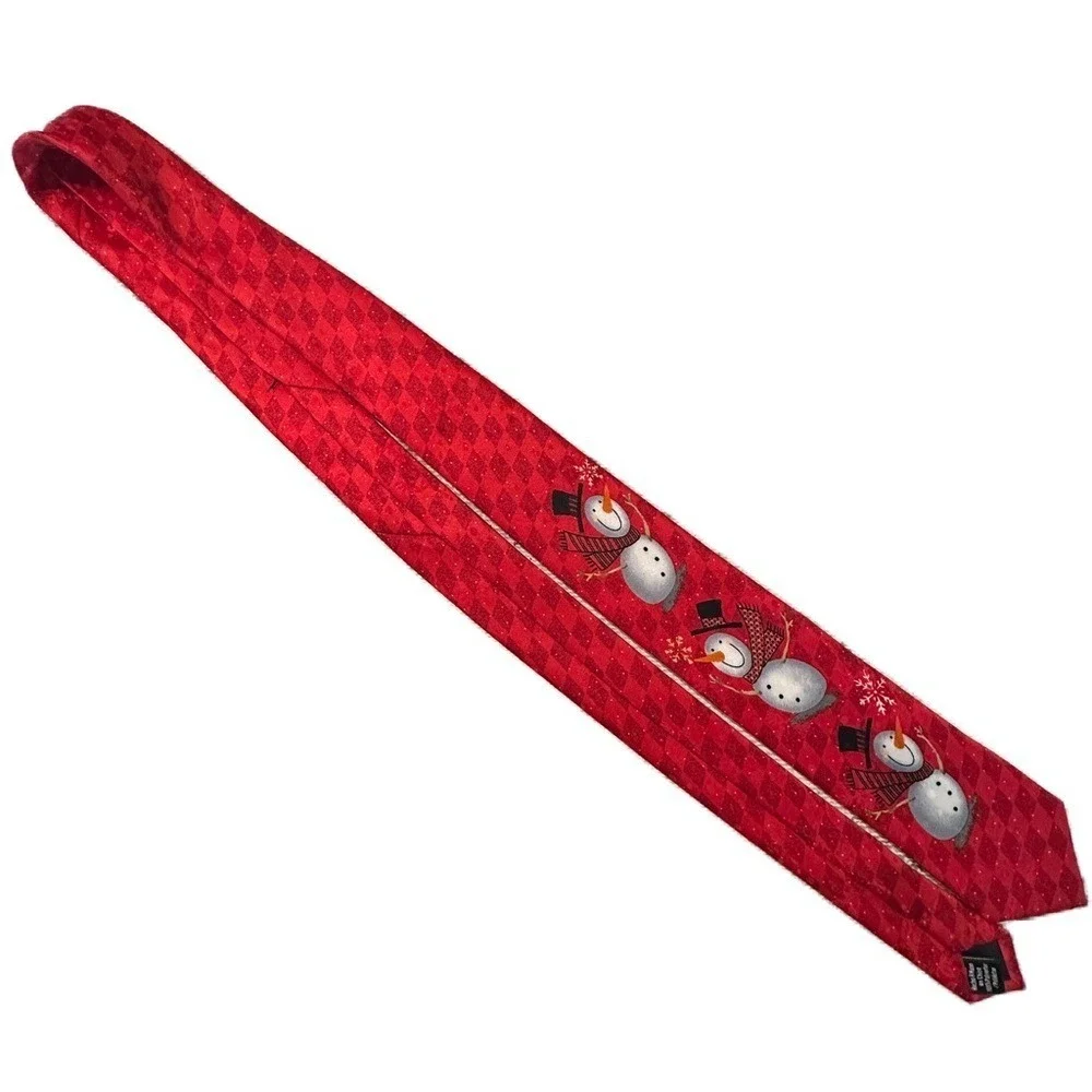 Ho Ho‎ Ho SnowMen Christmas Red Holiday Tie